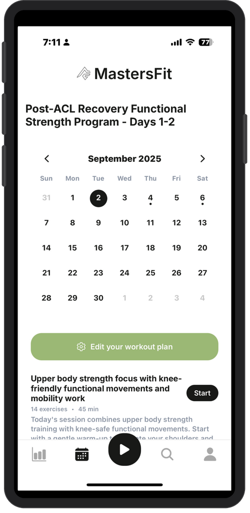MastersFit Calendar Interface