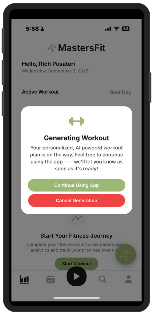 MastersFit Workout Generation